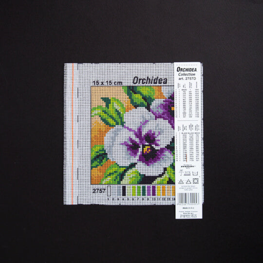 Needlepoint canvas for halfstitch without yarn Pansy 2757D - Printed Tapestry Canvas