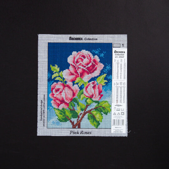 Needlepoint canvas for halfstitch without yarn Pink Roses 2594F - Printed Tapestry Canvas