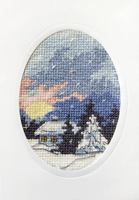 Complete cross stitch kit - greetings card "Winter night" 6151