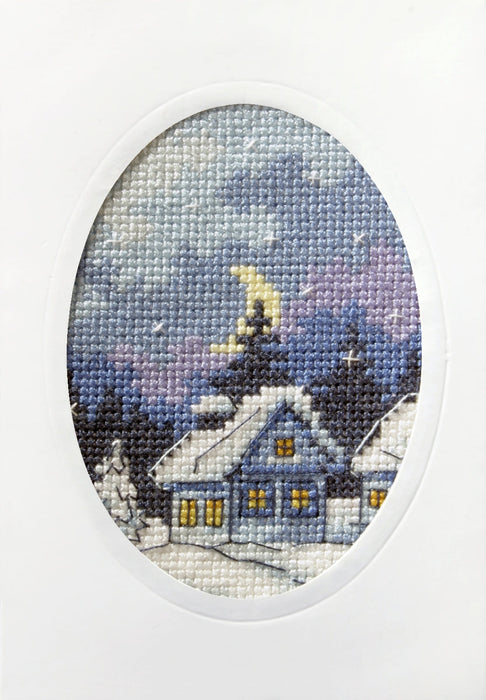 Complete cross stitch kit - greetings card "Winter night" 6152