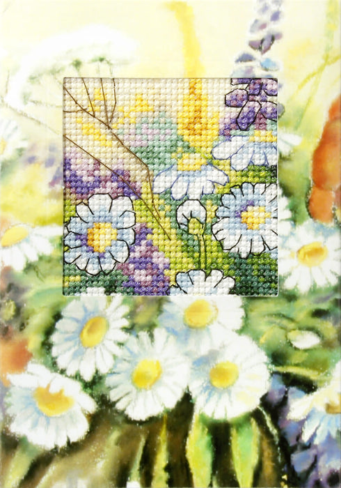 complete cross stitch kit - greetings card "Wild flowers" 6211