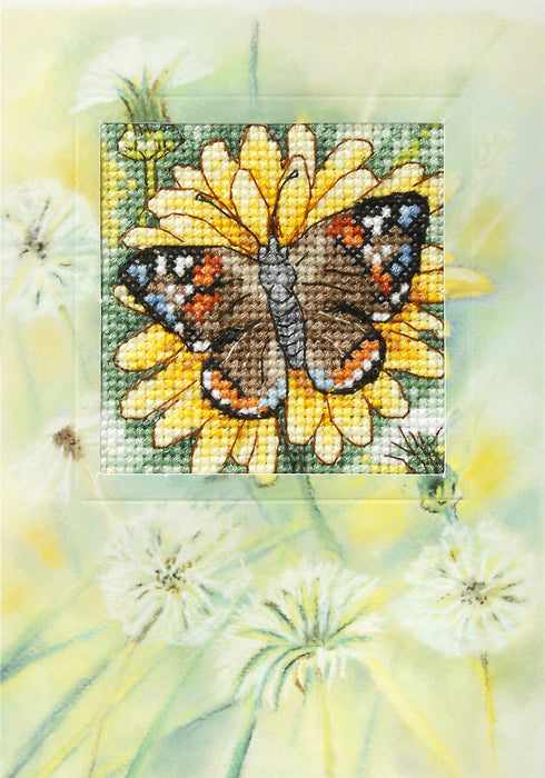 Complete counted cross stitch kit - greetings card "Flower and butterfly" 6226