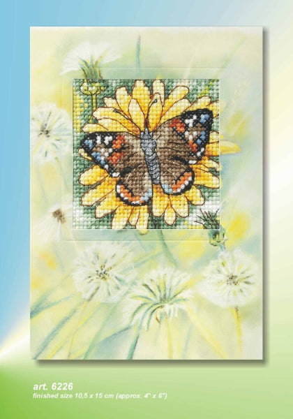 Complete counted cross stitch kit - greetings card "Flower and butterfly" 6226