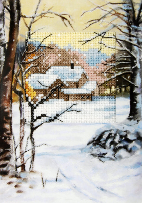 complete counted cross stitch kit - greetings card "Winter landscape" 6234