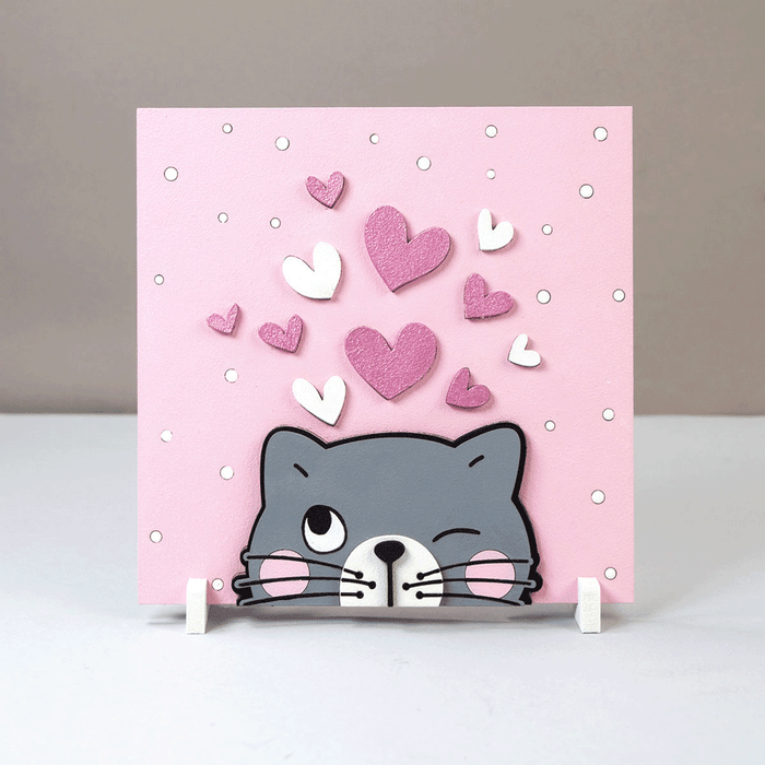 Kitten - 3D Painting on Primed Fiberboard Set. Create Your DIY Decoration. 18x18 cm. by Rosa Talent