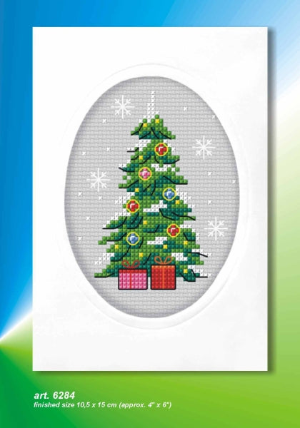 Complete counted cross stitch kit - greetings card "Christmas tree" 6284