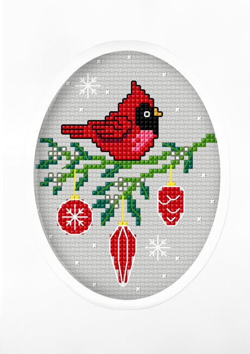 Complete counted cross stitch kit - greetings card "Cardinal" 6287