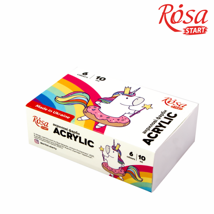 Unicorn Acrylic Paint Set 6 colors (10ml each) by Rosa Start