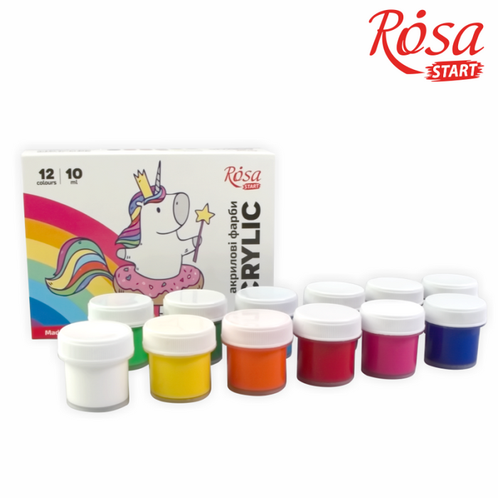 Unicorn Acrylic Paint Set 12 colors (10ml each) by Rosa Start