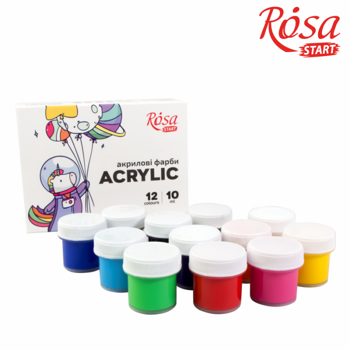 Space Unicorn Acrylic Paint Set 12 colors (10ml each) by Rosa Start