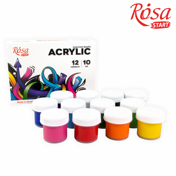 Graffiti Acrylic Paint Set 12 colors (10ml each) by Rosa Start