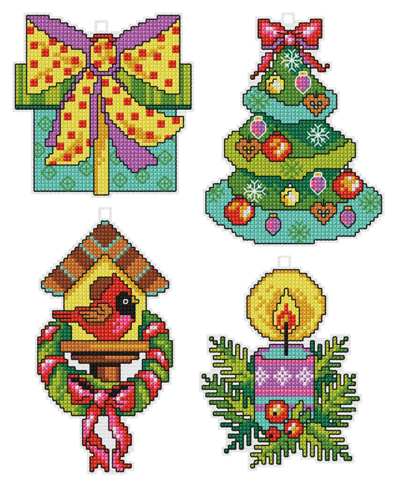 Counted cross stitch kit with plastic canvas "Christmas time" set of 4 designs 7654