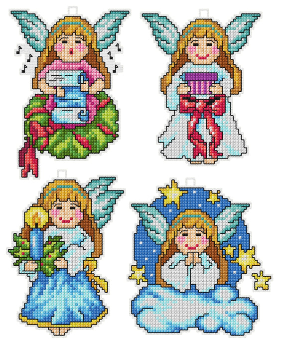 Counted cross stitch kit with plastic canvas "Angels" set of 4 designs 7655