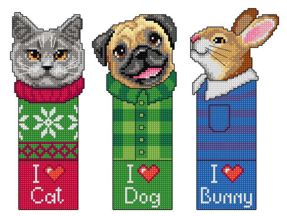 Pets set of 3 designs 7696 Counted Cross-Stitch Kit