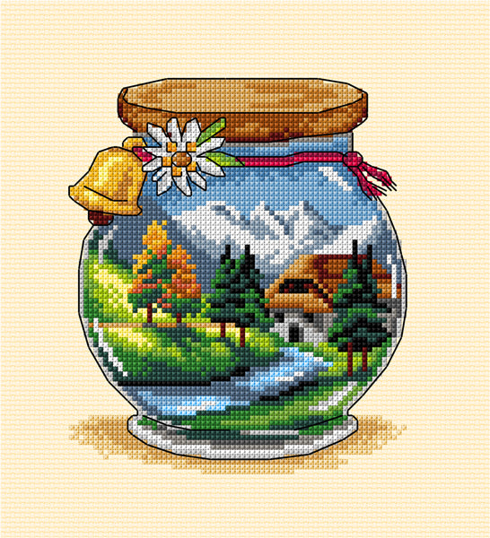 Complete counted cross stitch kit  "Vacation memories - Mountains"