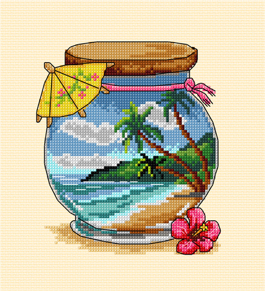 Complete counted cross stitch kit  "Vacation memories - Tropicla Sea"