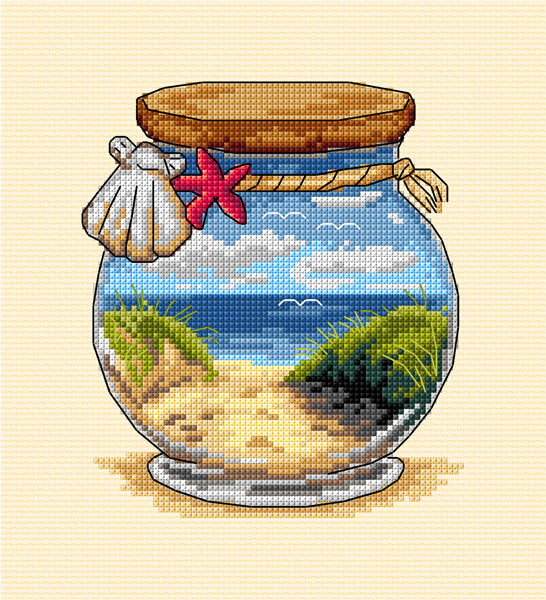Complete counted cross stitch kit  "Vacation memories - Sea and Beach"