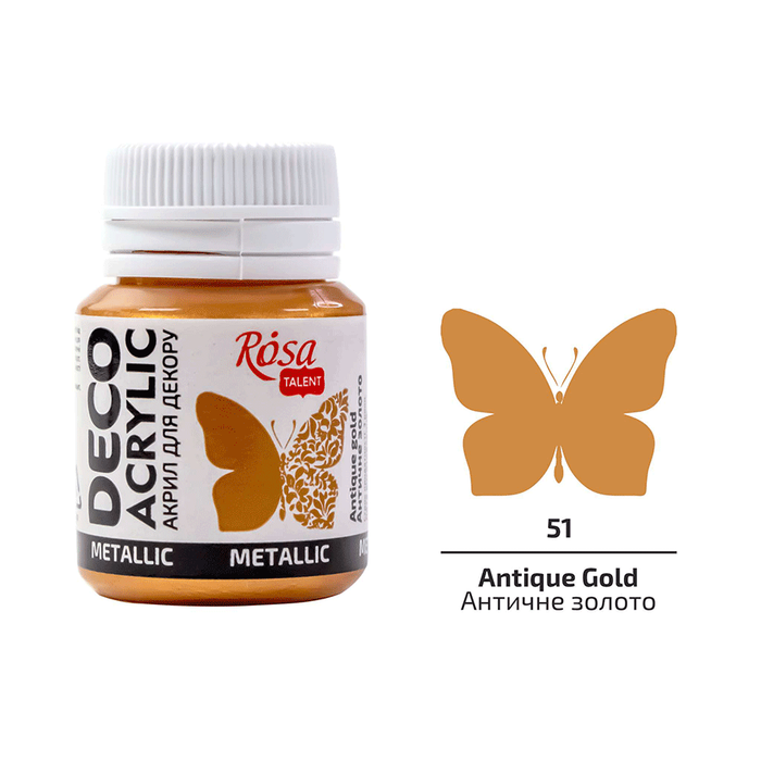 Acrylic for Decor. 51 Antique Gold. Metallic. 20 ml. by Rosa Talent