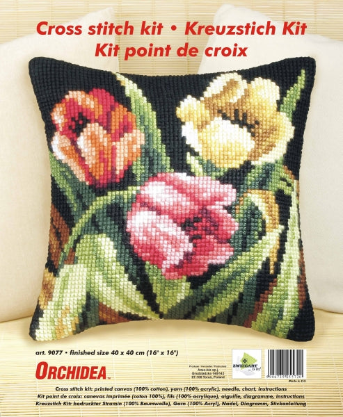 Cushion cross stitch kit  "Tumbling tulips" 9077