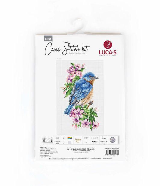 Blue bird on the branch  B1198L Counted Cross-Stitch Kit