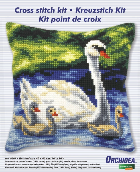 Cushion cross stitch kit  "Swans family" 9267