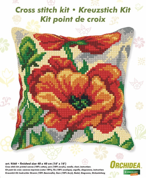 Cushion cross stitch kit  "Poppy" 9560