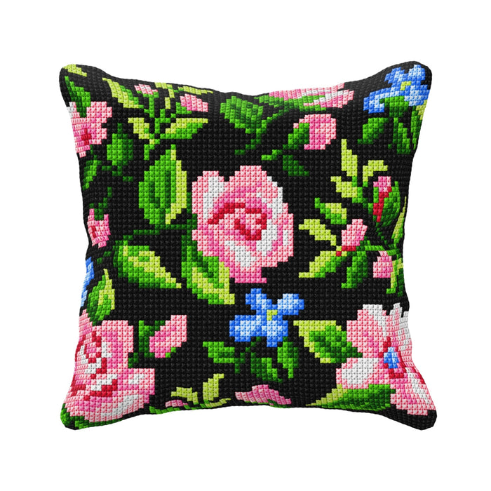 Cushion cross stitch kit  "Roses on the black background" 99010