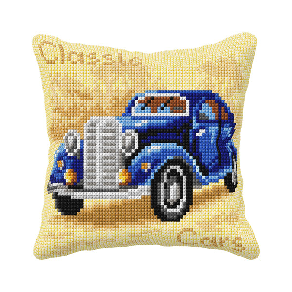 Cushion cross stitch kit  "Blue Car"