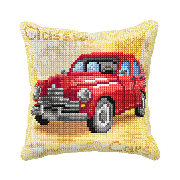 Cushion cross stitch kit  "Red Car"