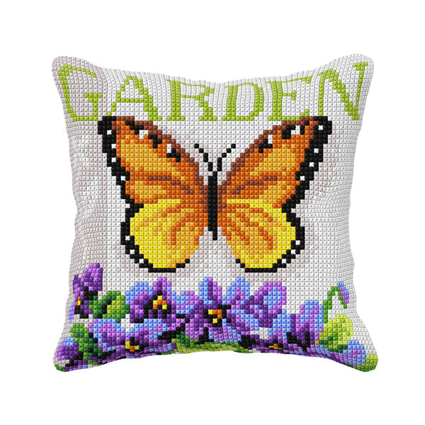 Cushion cross stitch kit  "Butterfly and Violets"
