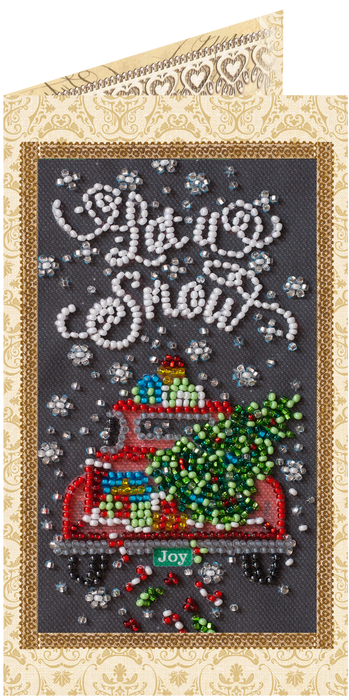 Postcard cross-stitch kit - Snow holiday AO-152