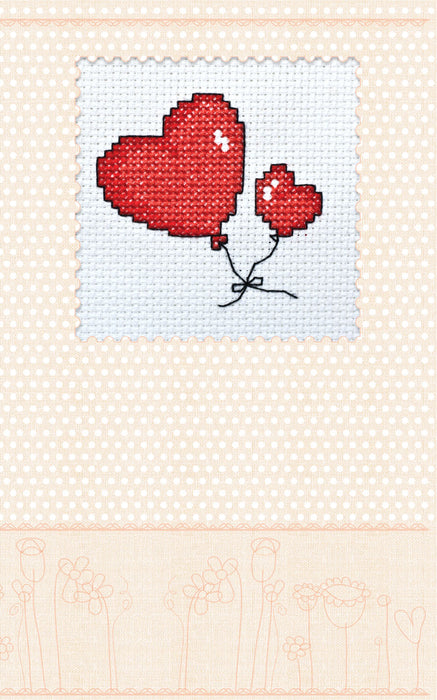 Postcard Cross-stitch kits - Valentine's hearts AOH-002