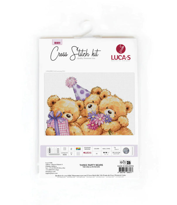 Three Party Bears B1411L Counted Cross-Stitch Kit