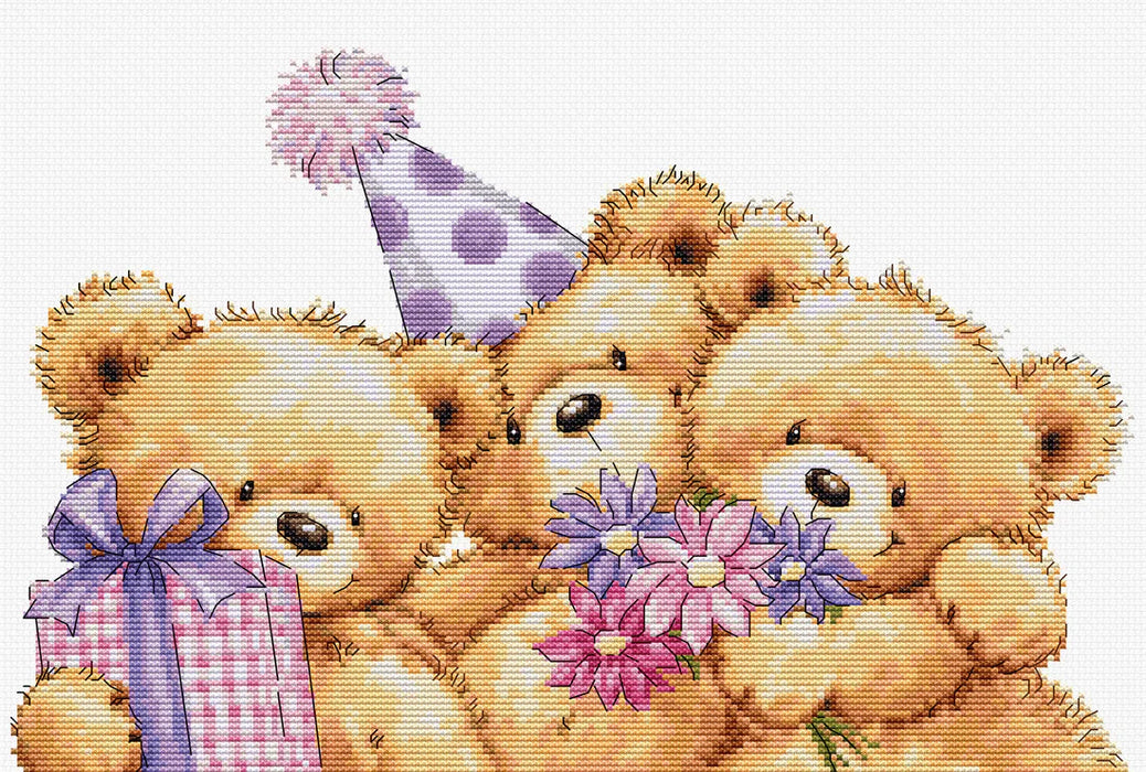 Three Party Bears B1411L Counted Cross-Stitch Kit
