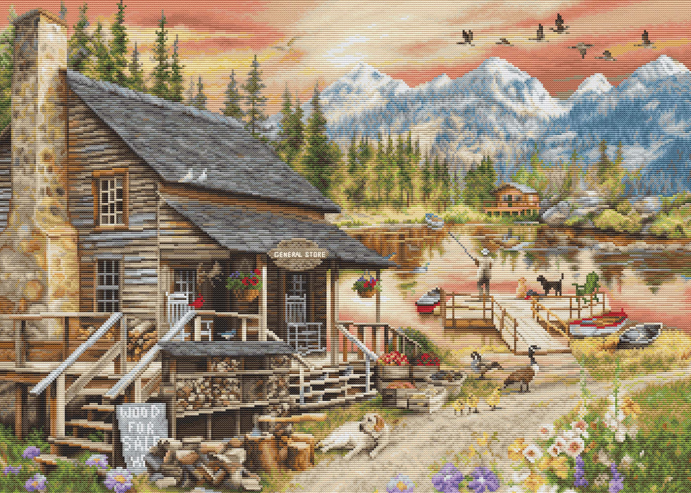 Log Cabin General Store B2413L Counted Cross-Stitch Kit