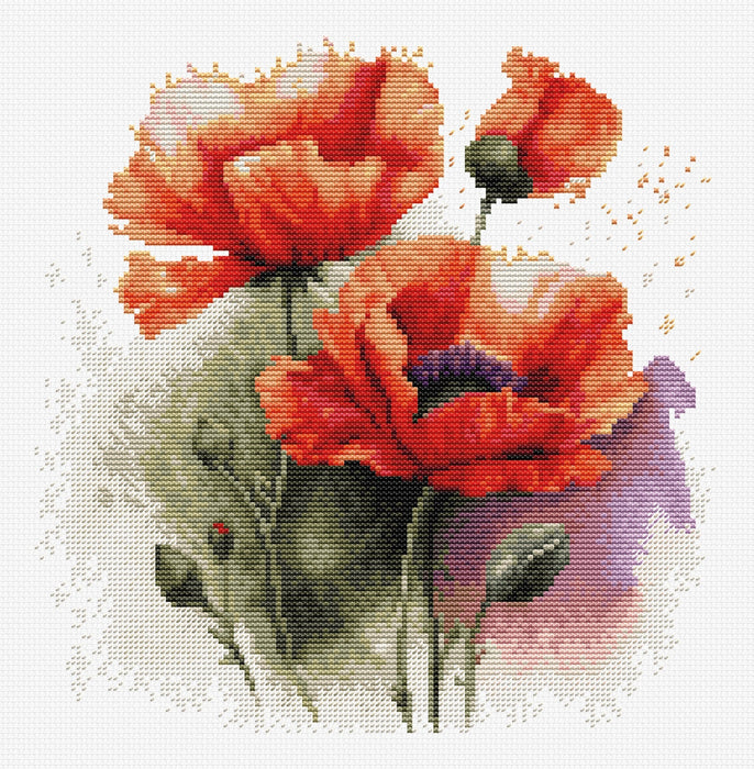 The Poppy Flowers B7024L Counted Cross-Stitch Kit