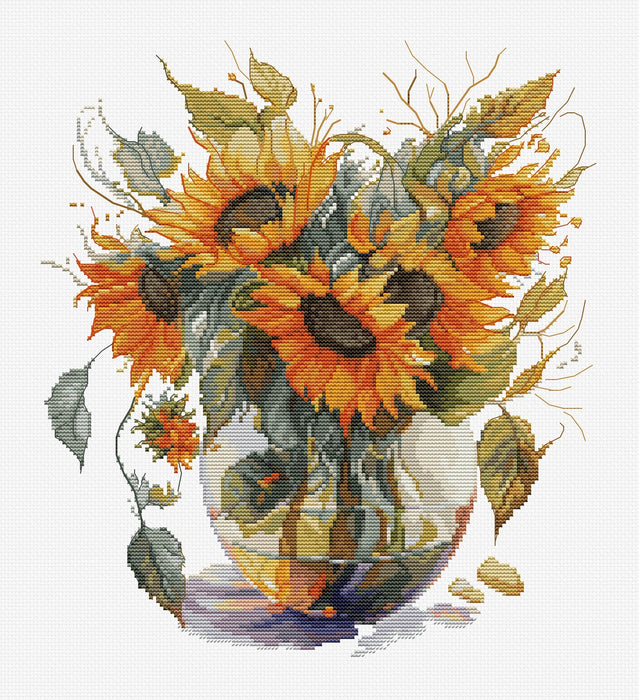 Vase with Sunflower B7025L Counted Cross-Stitch Kit