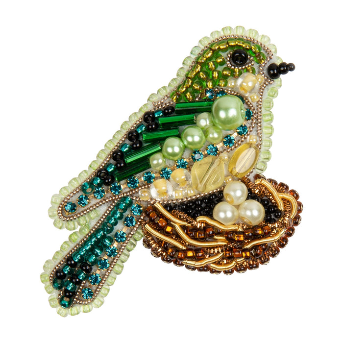 BP-314C Beadwork kit for creating brooch Crystal Art "Bird in the nest"