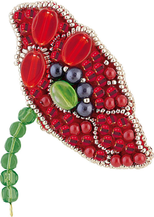 BP-175C Beadwork kit for creating brooch Crystal Art "Red petals"