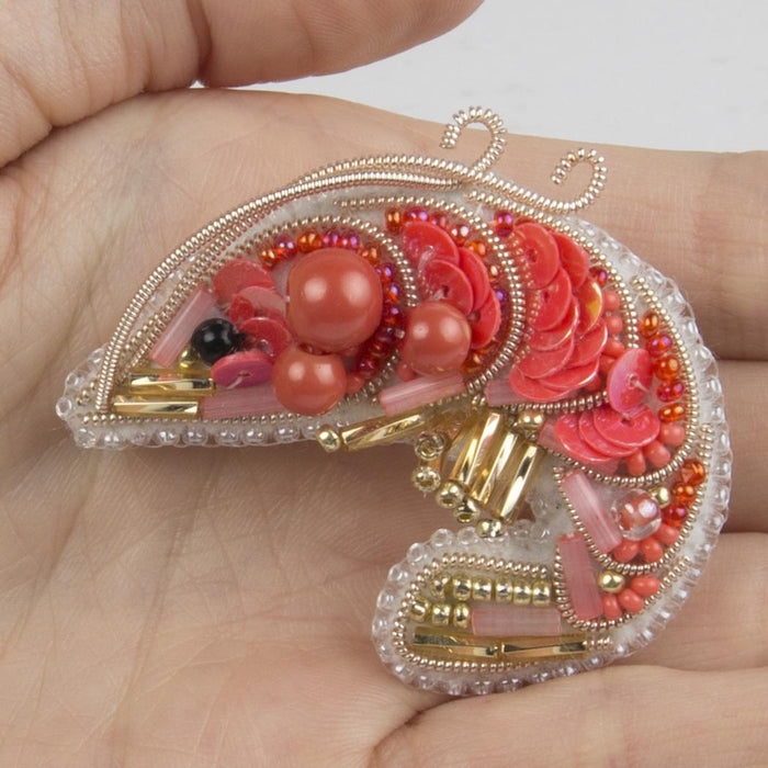 BP-290C Beadwork kit for creating brooch Crystal Art "Shrimp"