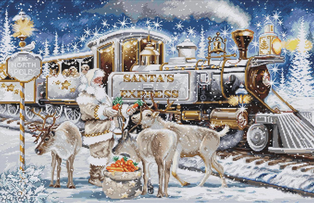 Santa's Express White BU5038L Counted Cross-Stitch Kit