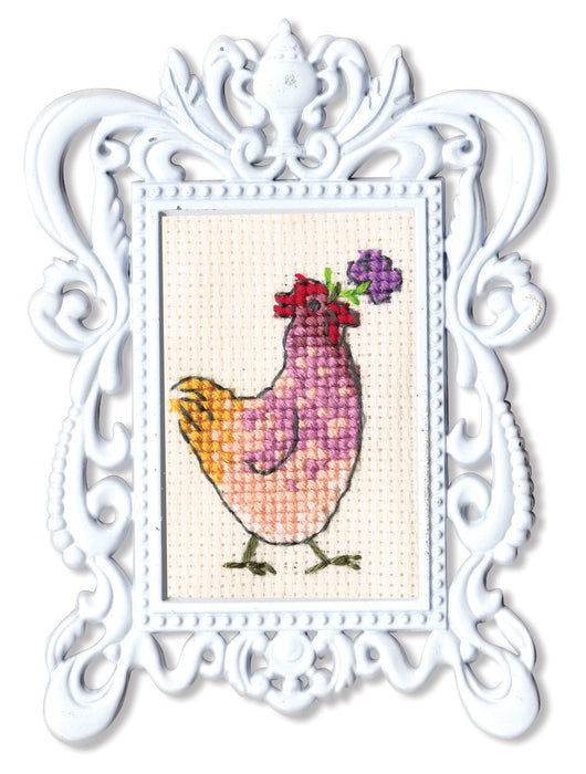 Hen with flower FA007 Counted Cross Stitch Kit
