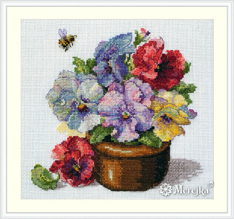 Spring Pansies K-215 Counted Cross-Stitch Kit