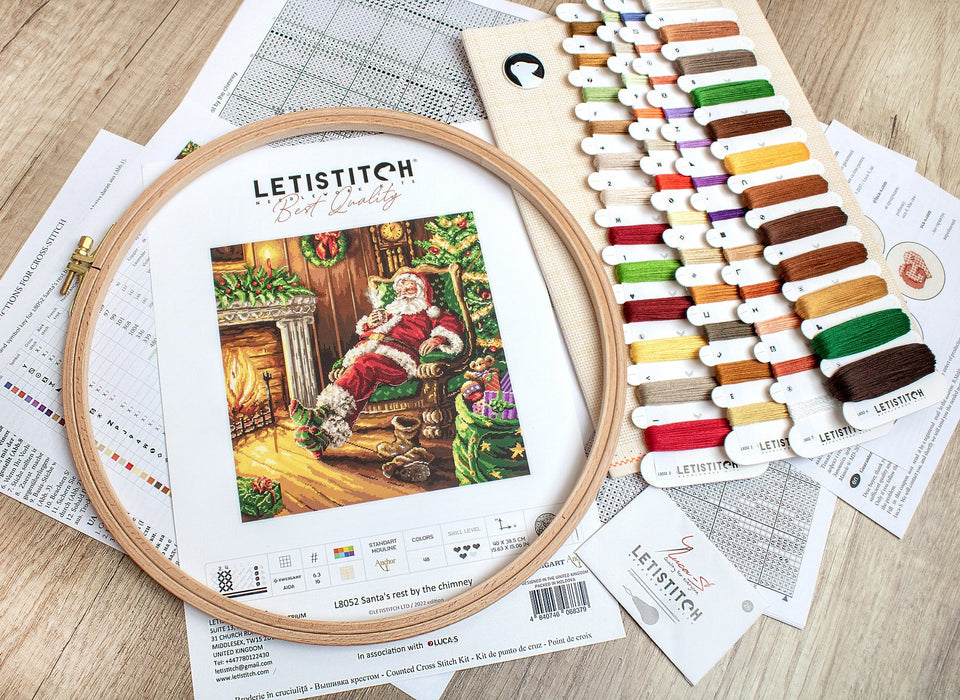 Santa's rest by the chimney L8052 Counted Cross Stitch Kit