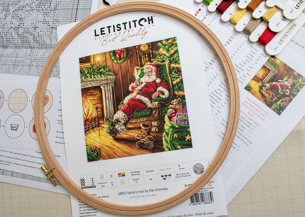 Santa's rest by the chimney L8052 Counted Cross Stitch Kit