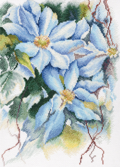 Blue clematis M546 Counted Cross Stitch Kit