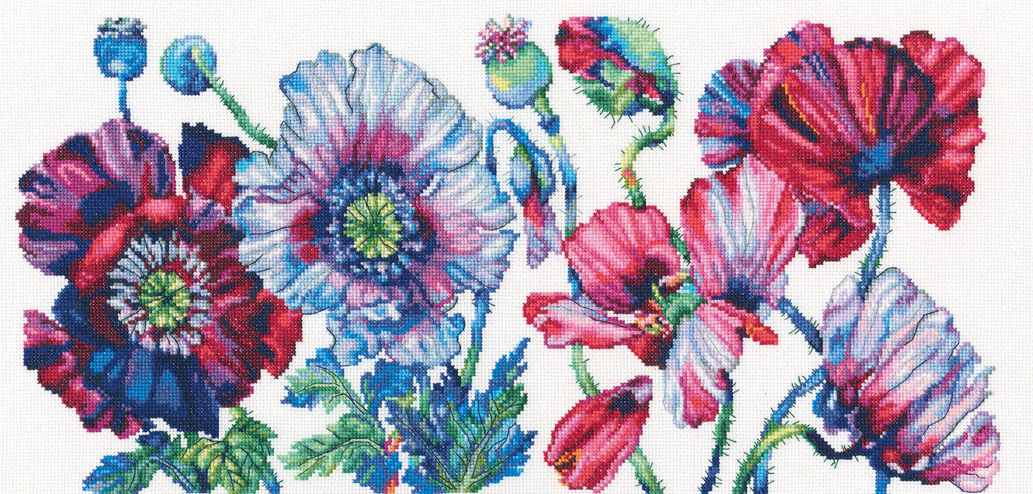 Purple Poppies M604 Counted Cross Stitch Kit