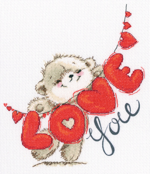 I love you M70033 Cross Stitch kits with printed background