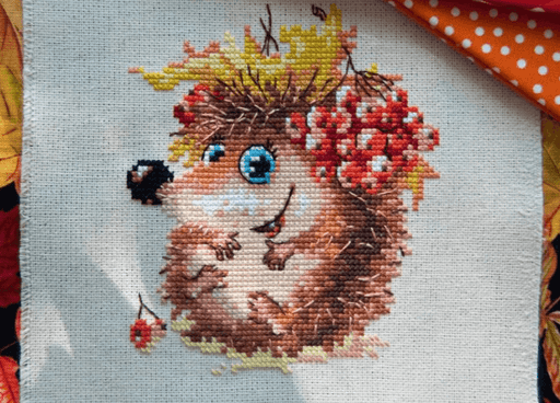 Autumn Hedgehog 0-75 Counted Cross-Stitch Kit - Wizardi
