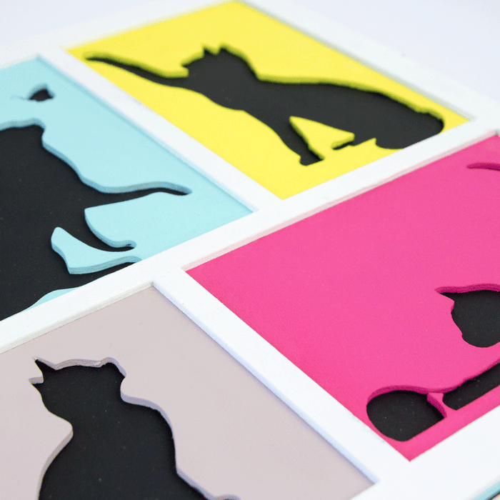 4 Cats - 3D Painting on Fiberboard Set. Create Your DIY Decoration. Primed. 3 Layers. 30x30 cm. by Rosa Talent
